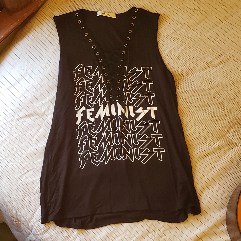 Lace up Feminist rocker tee